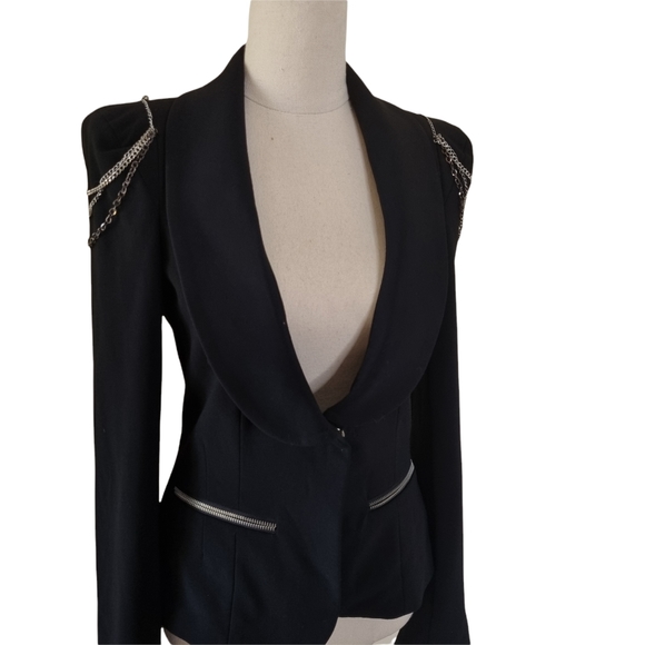 Cooper St Size 6 Black Blazer With Chain Detail Single Breasted Shawl Lapel - Picture 2 of 11